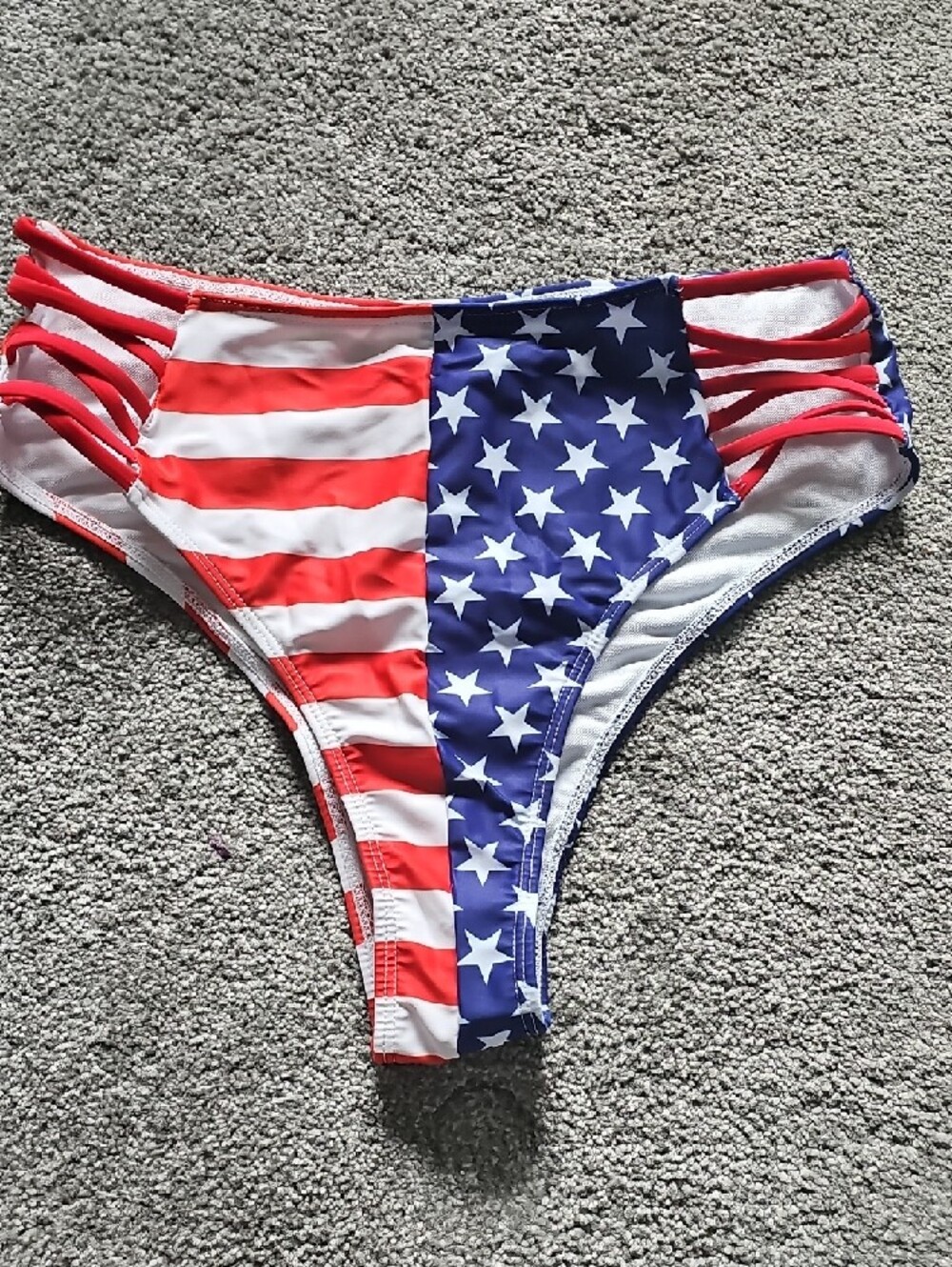 SHEIN Red White Blue American Flag Strappy Bikini Set - Picture 3 of 4